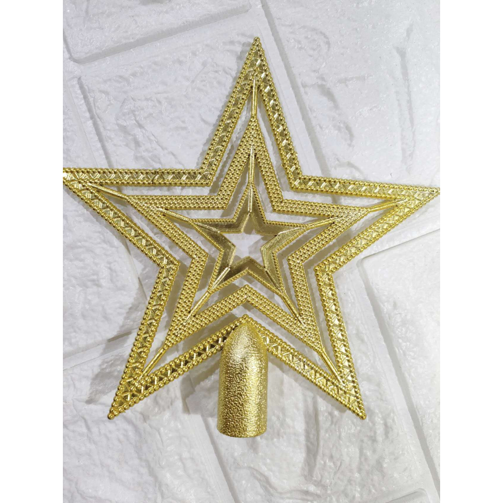 Ponteira Estrela Vazada Para Árvore De Natal Enfeite 14CM Decoração