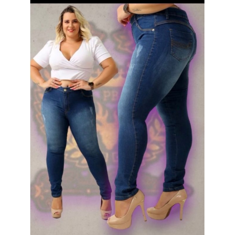calça jeans feminina plus size com laycra wissam jeans