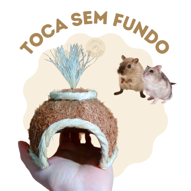 Toca de casca de coco sem fundo no estilo OCA indígena para pequenos roedores em Oferta na Shopee