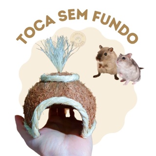 Toca de casca de coco sem fundo no estilo OCA indígena para pequenos roedores em Oferta na Shopee