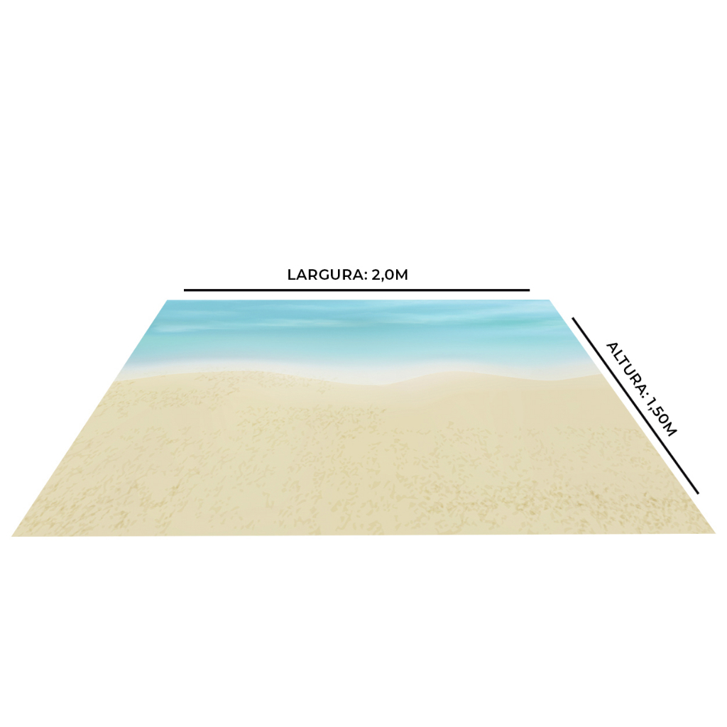 Tapete De Festa Em Lona Praia Verao 2,0 x 1,50m