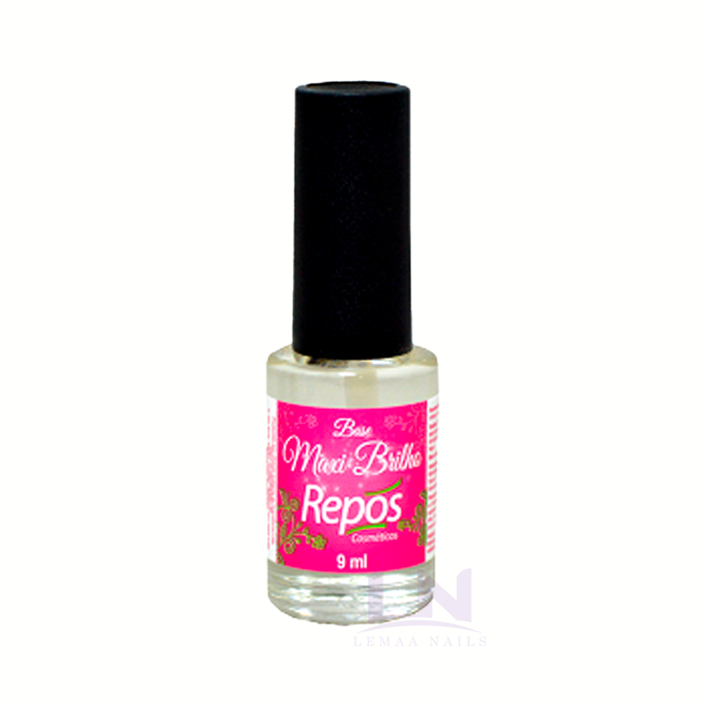 Base Maxi Brilho 9ml Repos Cosméticos - Com Óleo de Argan - Secagem Ultra-Rápida Para Esmaltes
