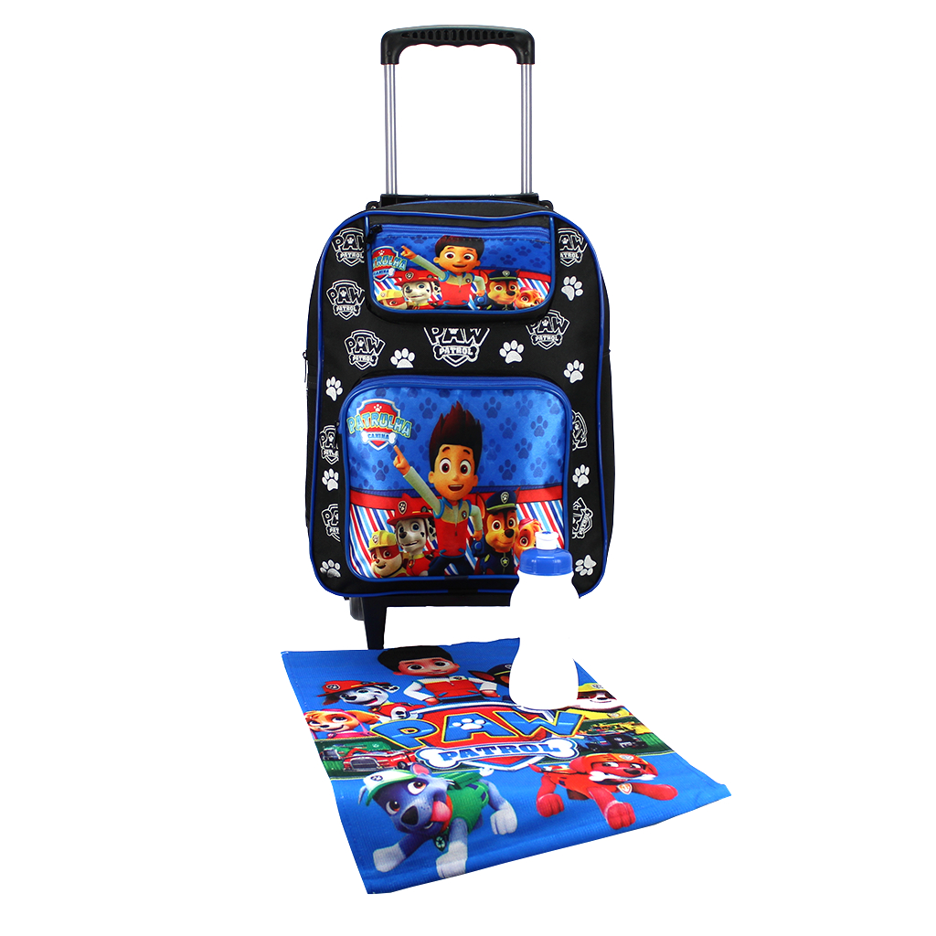 Mochila Escolar Patrulha Canina Rodas+Toalha Mão+Squeeze G