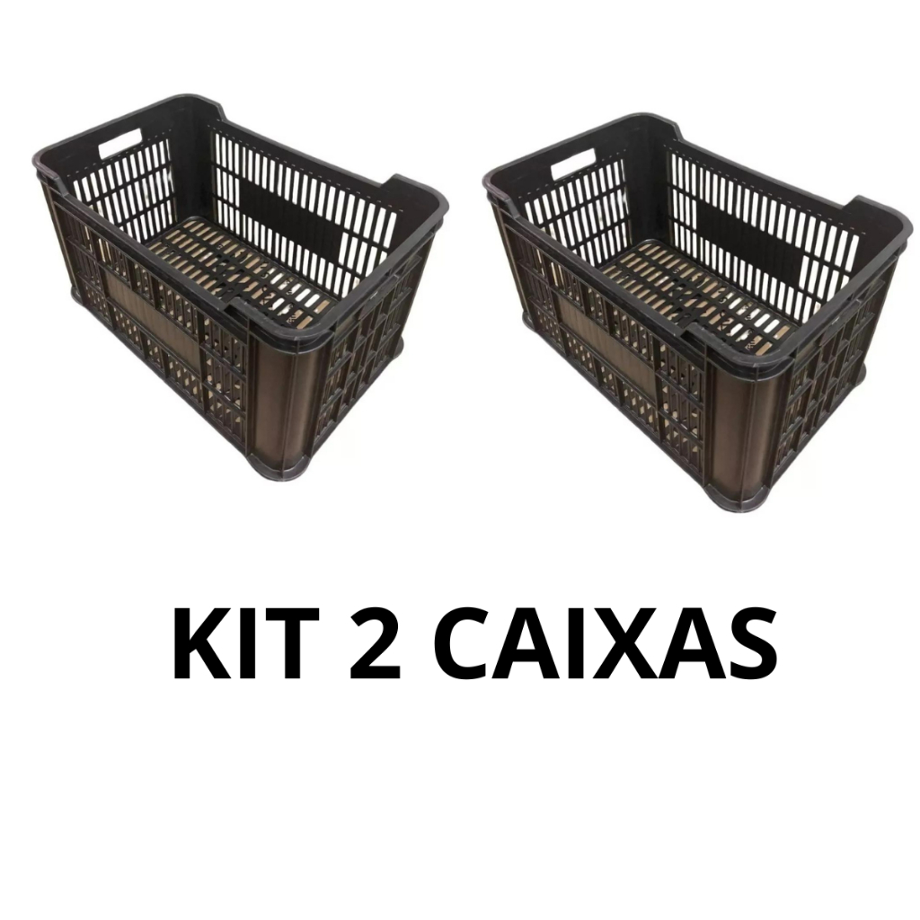 KIT 2 CAIXA PLASTICA EMPILHAVEL ,SEM TAMPA  MERCADO , COLHEIRTA , ORGANIZADORA PARA LOJA BRINQUEDO CASA