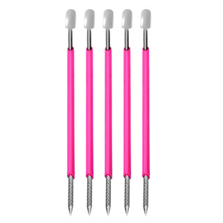 Kit 05 Instrumentos Espátula Bastão Mista Profissional Aço Inoxidável Silicone Cutelaria Manicure Aiko