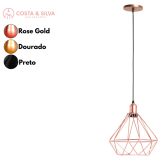 Pendente Lustre de Teto Luminária Diamante Aramado Estilo Industrial Vintage Cabo 2 Metros em Oferta na Shopee