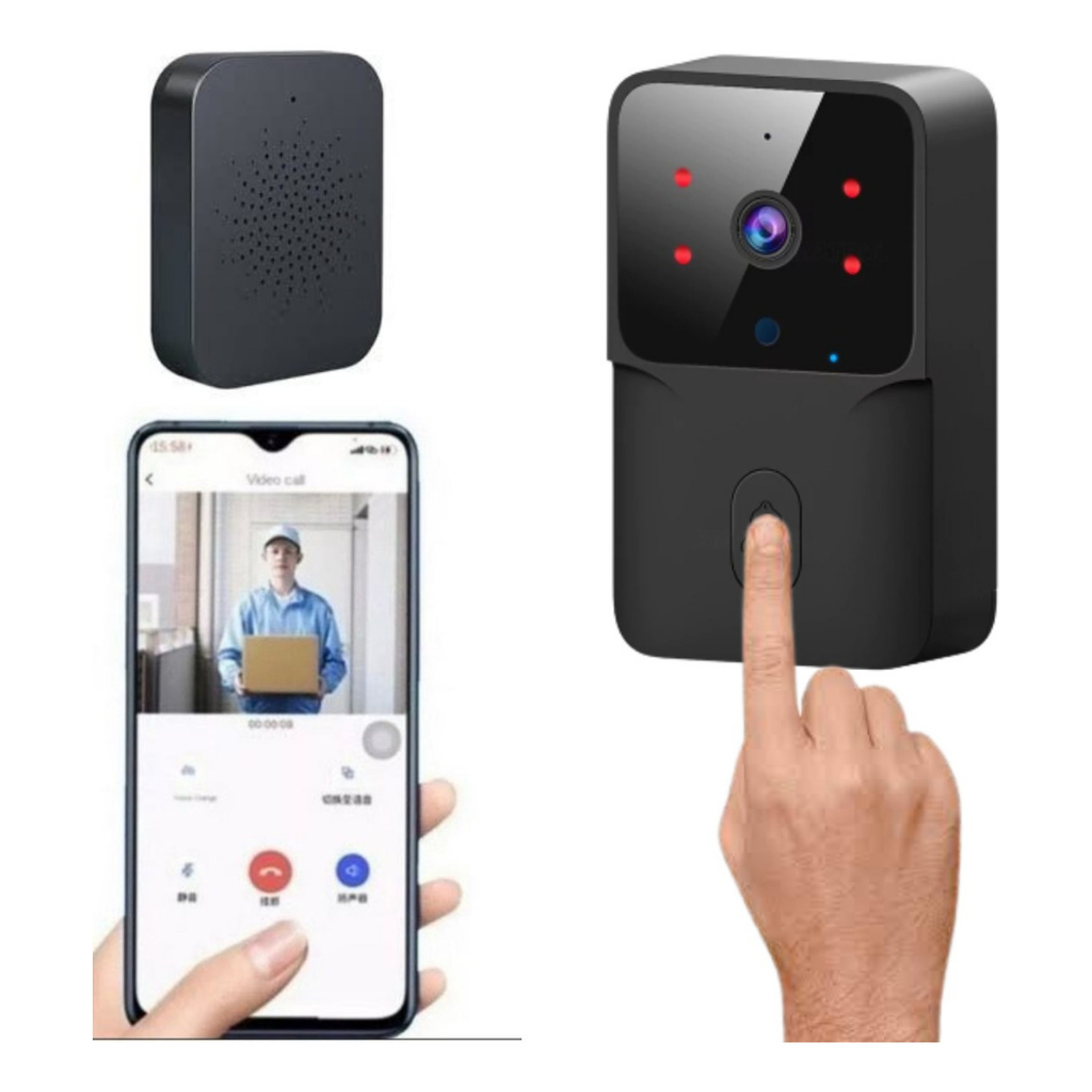 Campainha InteIigente interfone Câmera E Áudio Sem Fio Wifi Prova D'agua