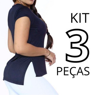 Kit 3 Camiseta Feminina Dry Fit Blusa Tapa Bumbum Academia