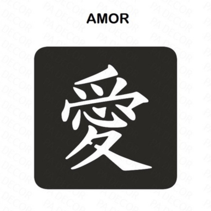 Quadro Letras Japonesa Amor - Paz - Esperança- Felicidade - Vida - Fé - Família - Amigo - Saúde Decoração MDF 3mm Vazado