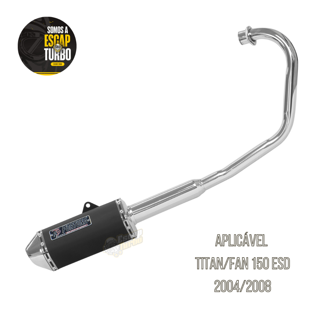 Escapamento Titan 150 Esd 2004/2008 Mini Tri Preto Fortuna