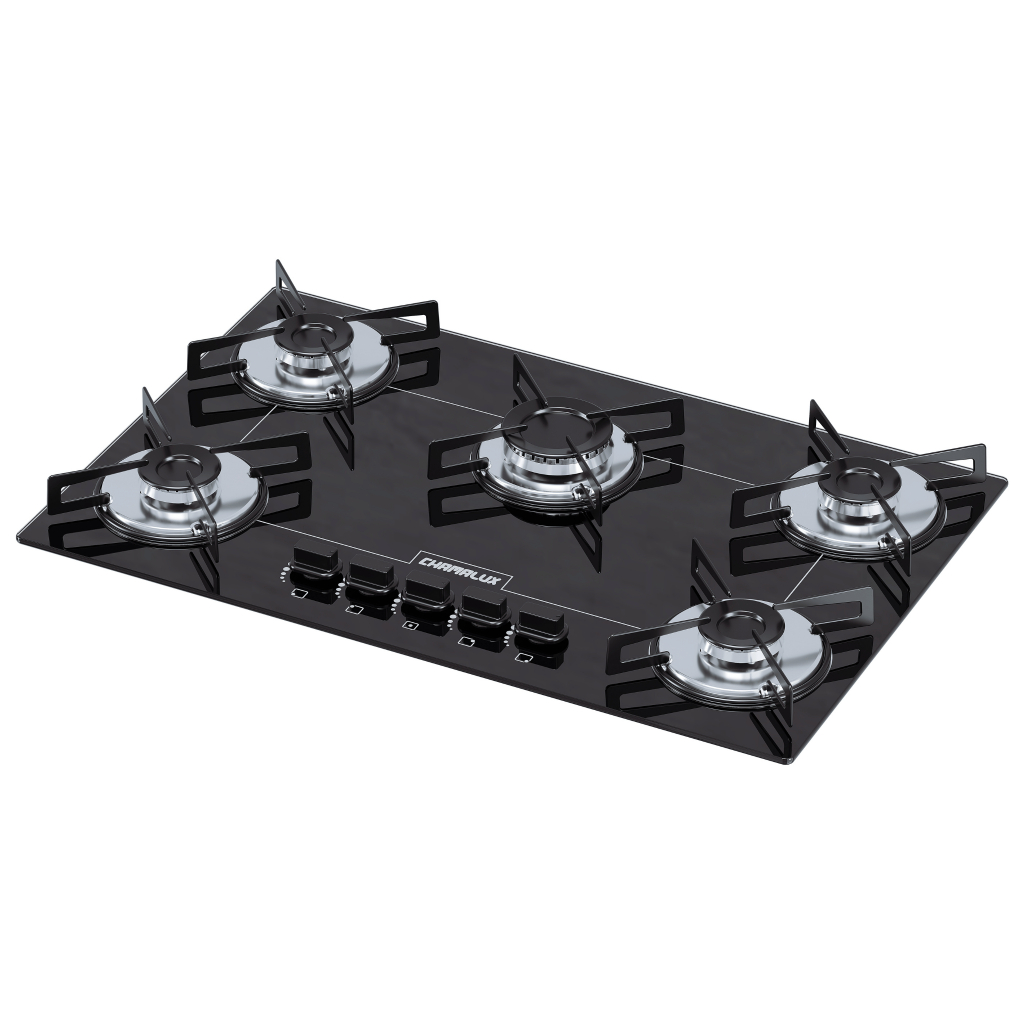 FOGÃO COOKTOP CHAMALUX ULTRA CHAMA 5 BOCAS PRETO