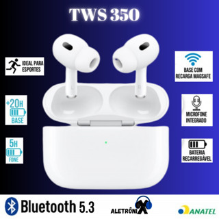 Fone de Ouvido Bluetooth 5.3 Kimaster TWS 350 Atende Chamadas Com Microfone Embutido Earbuds Pure Com Case Magnética