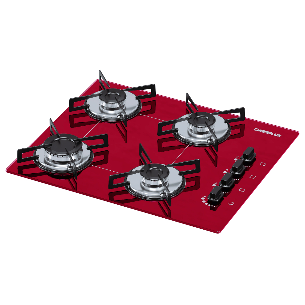 FOGÃO COOKTOP CHAMALUX 4 BOCAS ULTRA CHAMA VERMELHO