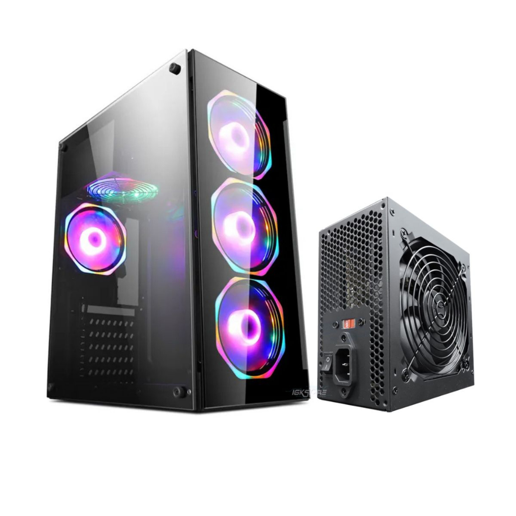 Gabinete Pc Gamer Lateral Vidro + Fonte De 600w Real Silenciosa 115v/230v