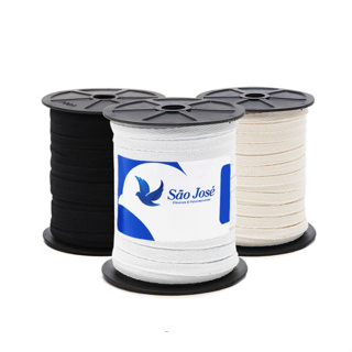 Cadarço de Algodão Sarjado Alvejado, Preto ou Cru Ref. 03006 São José 6mm 50m em Oferta na Shopee