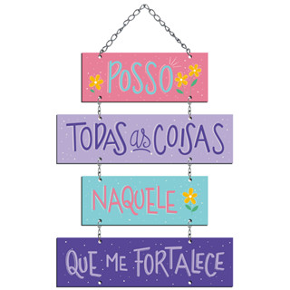 Placa Decorativa em MDF Adesivada - Posso todas as Coisas Naquele que me Fortalece