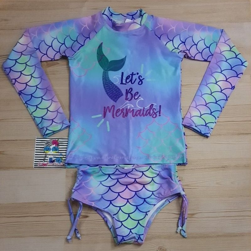 Biquíni Infantil e Camisa de Proteção Solar UV50+ Conjunto Tamanhos 4,6,8 Sereia Envio Imediato