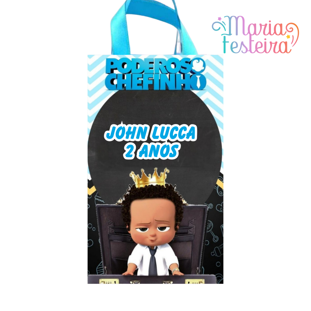 15 Sacolinhas Personalizadas Tema O Poderoso Chefinho Negro Tamanho 16x5x10