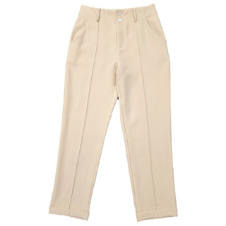 Calça casual de perna reta calça feminina drapeada calça cigarrete