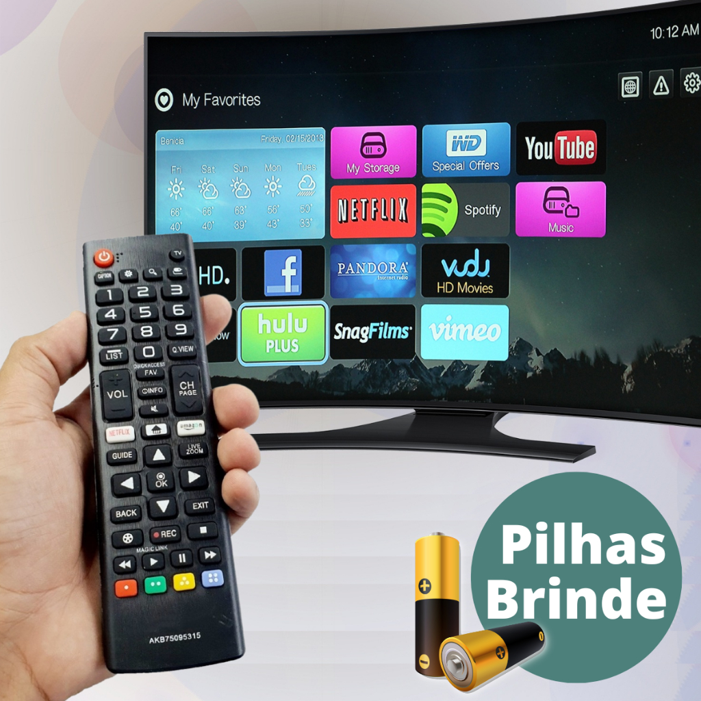 Controle Remoto Botões Inteligentes Compatível Com Lg Tv Led Smart Com Pilhas