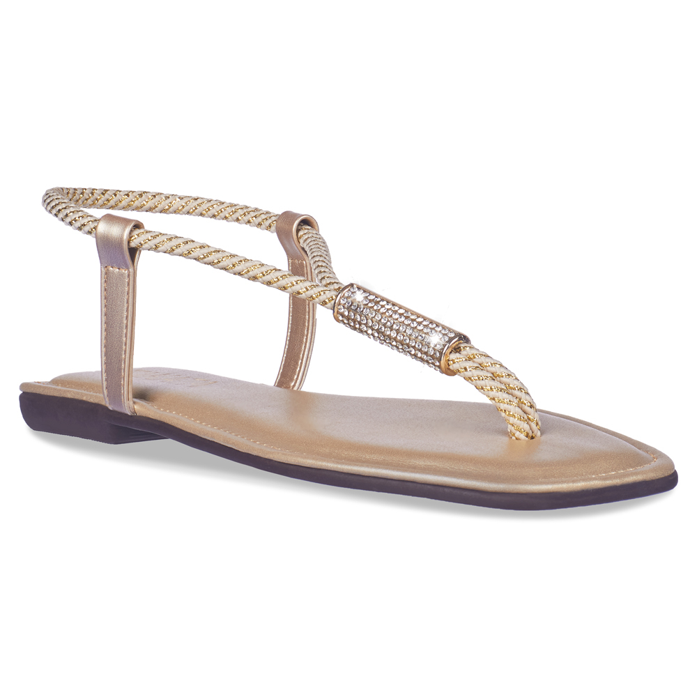 Sandália Rasteira Feminina Metalizada Rasteirinha Com Brilho Strass Dourada Prata