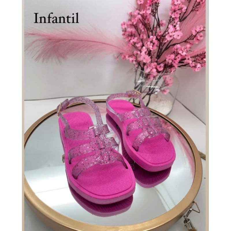 Sandália Infantil Feminina Birken Percata Glitter Papete Rasteirinha