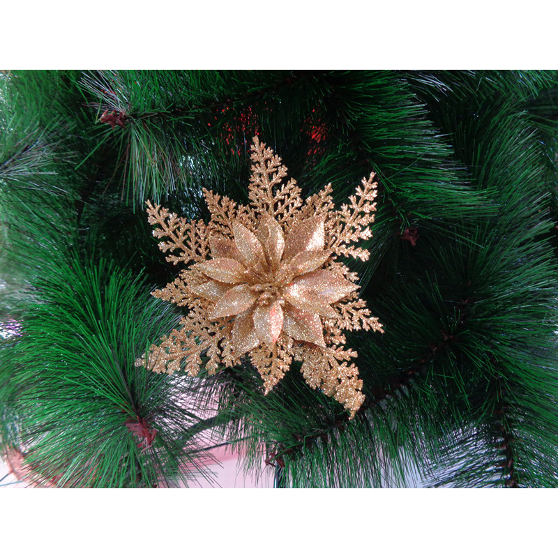 Flor De Natalino Artificial Bico Papagaio Com Glitter para decoração Árvore de natal