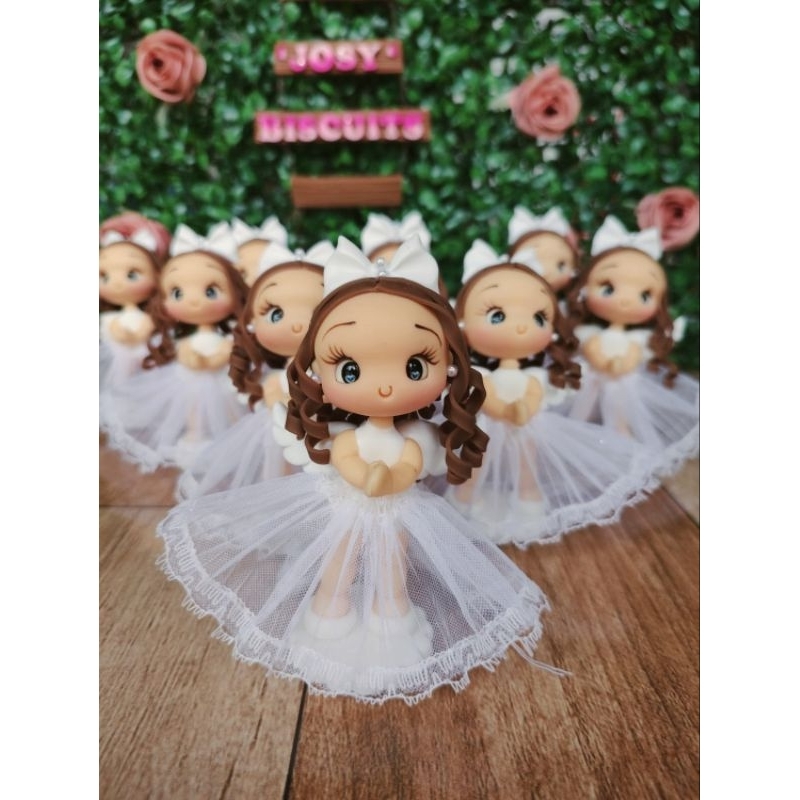 5 anjinhas em biscuit - lembrancinha batizado, eucaristia, primeira comunhão, crisma