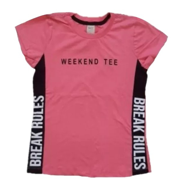 Camisa rosa feminina infantojuvenil mangas curtas com reforço de gola 16 anos