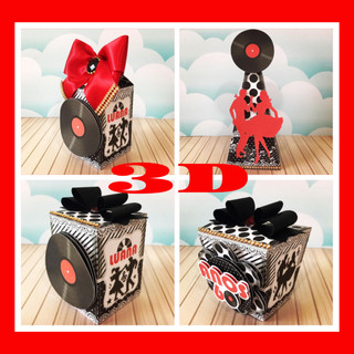 Kit 30 Anos 60 discoteca Lembrancinha aniversário caixas milk caixas cone