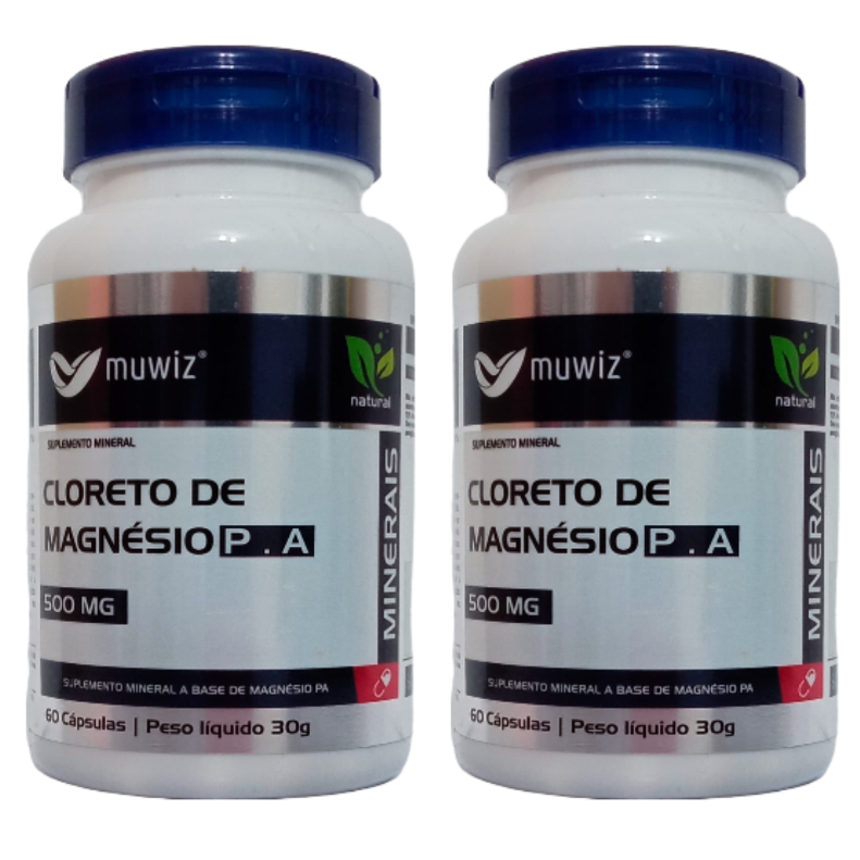 Kit 2x Cloreto de Magnésio P.A  Muwiz 500mg 60 capsulas