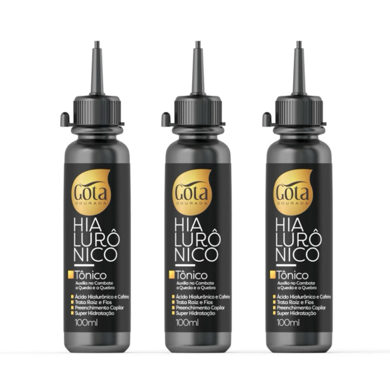 Kit 3 Tônicos Ácido Hialurônico Gota Dourada 100ml