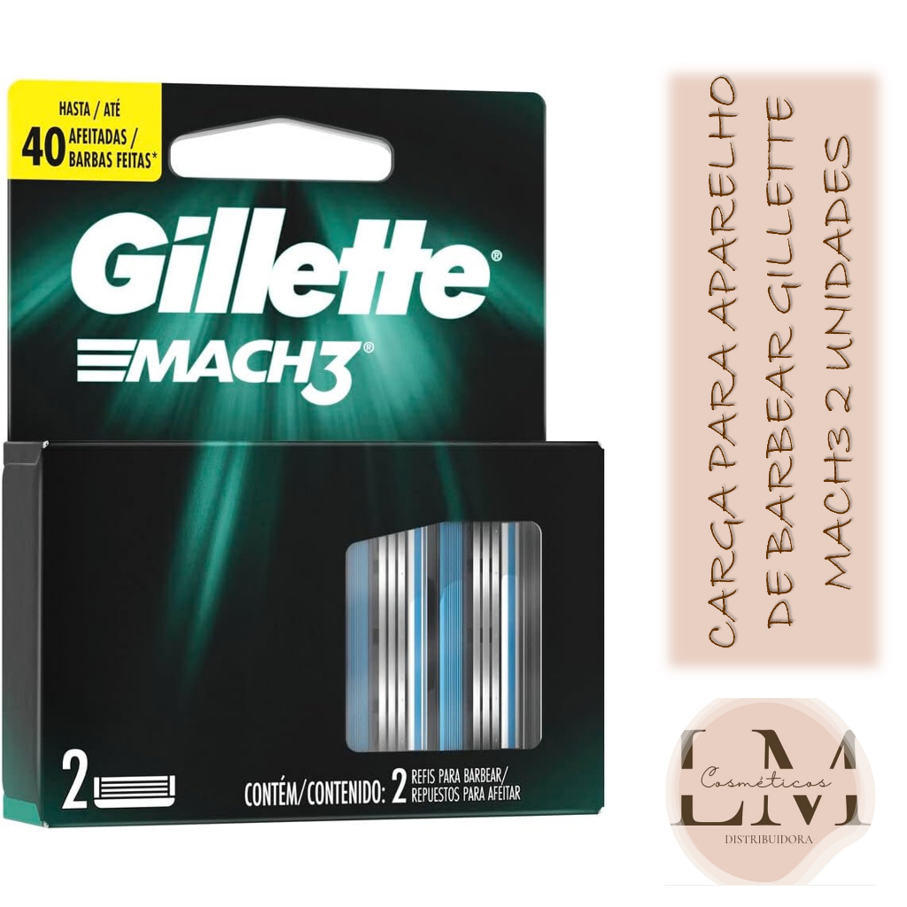 Kit com 03un Carga para Aparelho de Barbear Gillette Mach3 2 unidades