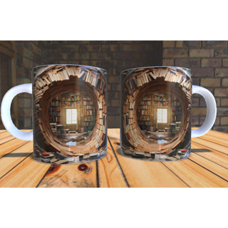 Caneca porcelana Biblioteca - Livros