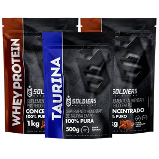 Kit: Whey Protein Concentrado 2kg + Taurina 500g - 100% Importado - Soldiers Nutrition