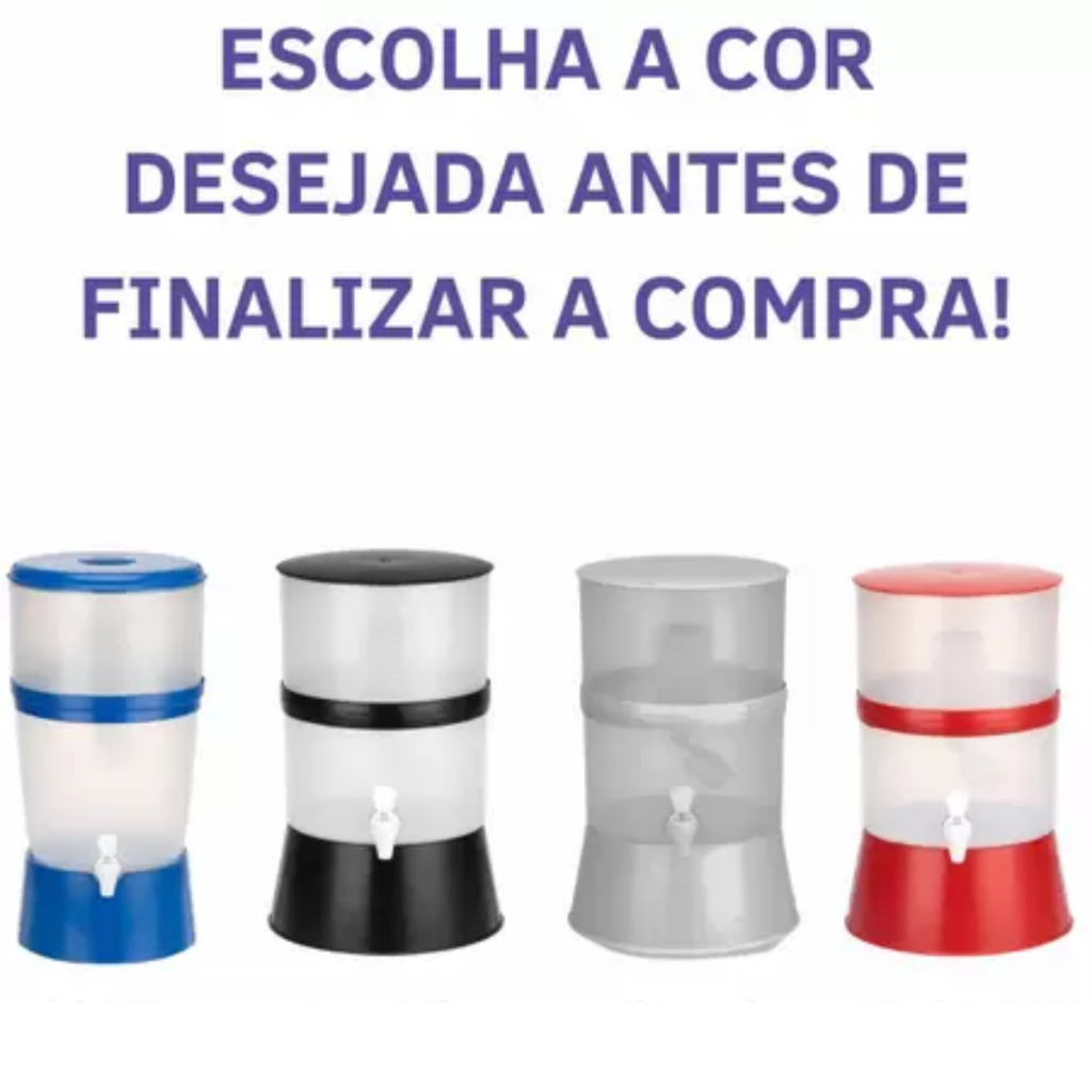 Bebedouro Filtro Água Portátil Com Vela Boia Interno Inmetro - 10 Litros - Vela Inclusa - OU Suporte de Galão - Várias Cores!