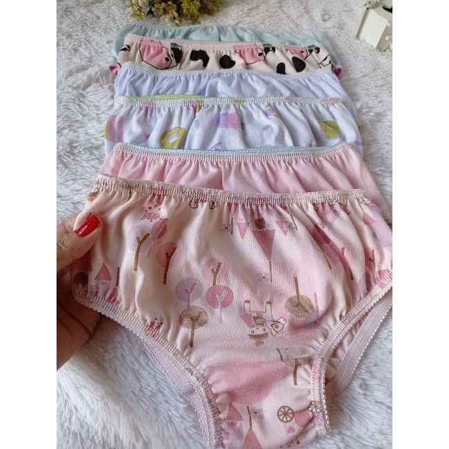 10 calcinhas 100% ALGODÃO  infantil sortidas em Oferta na Shopee