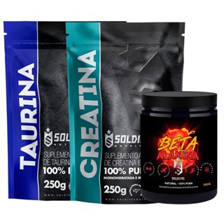 Kit: Beta Alanina 250g + Taurina 250g + Creatina Monohidratada 250g - 100% Pura Importada - Soldiers Nutrition