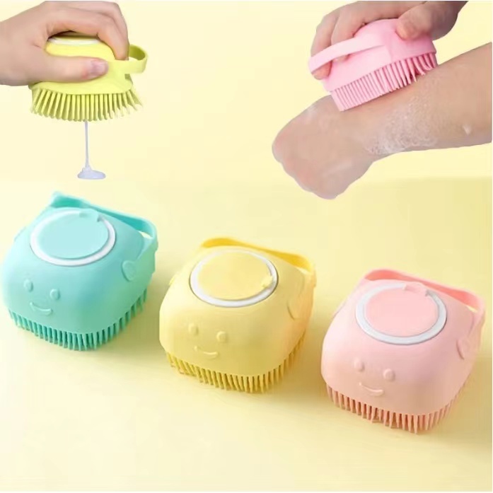 Esponja De Silicone Para Banho Com Dispenser Shampoo Sabonete