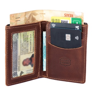 Carteira Masculina Porta Cartão De Couro Legitimo Pequena Slim cnh cedulas em Oferta na Shopee