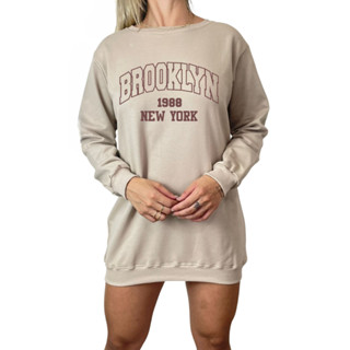 Vestidinho Feminino Moletom Brooklyn Ny Moda Gringa Estilo Atlético Blogueirinha Adolescente