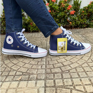 Bota casual converse All Star preto Branca Bordo vermelha