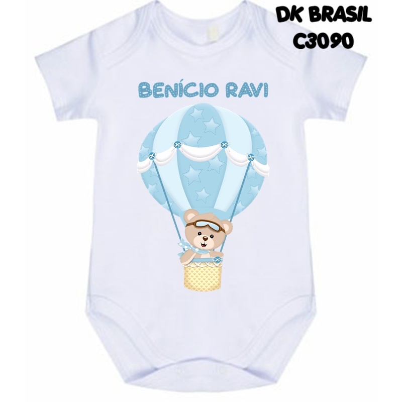 Body Ursinho Baloeiro Com nome Benício Ravi C3090