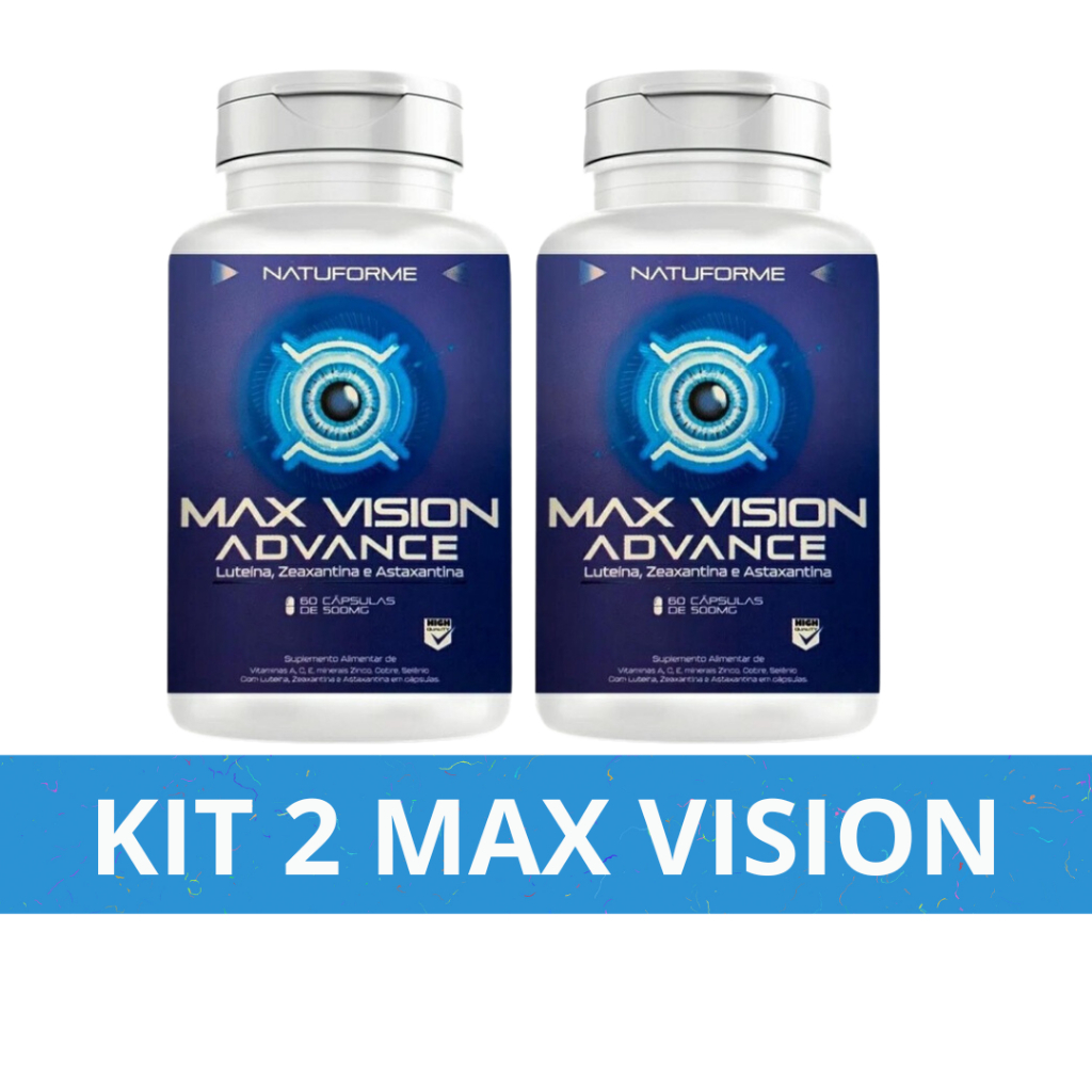 Kit 2 Max Vision Astaxantina e Zeaxantina 60 cápsulas cada Pote visão olhos