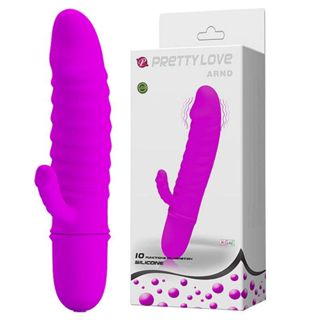 Vibrador Feminino com Glande e estimulador Clitoriano Ponto G - Em Silicone 10 modos de vibração Pretty Love