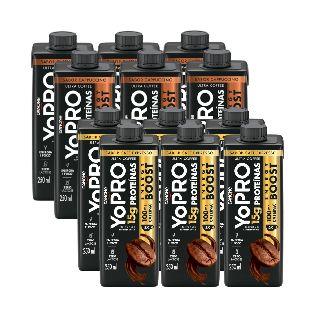Kit 12 Unidades YoPRO Café Expresso e Cappuccino15g Proteínas 250ml em Oferta na Shopee