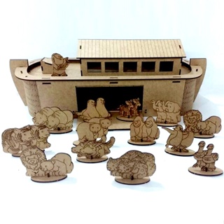 Arca De Noé Decoração religiosa Mdf kit P/montar Medida 60x20x30cm e 45x18x18 em Oferta na Shopee