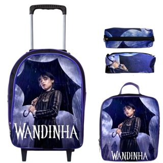 Kit Mochila Infantil Rodinha Menina + Lancheira Térmica Escolar Feminina + Estojo