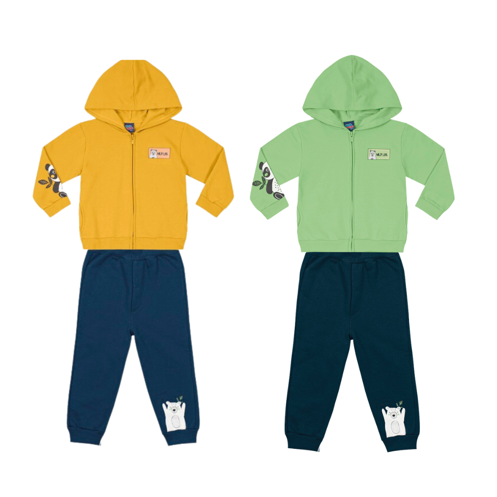 Conjunto Jaqueta Com Capuz E Calça Bebê Menino Calca Masculina Moletom Infantil Kiko E Kika Ref 10634