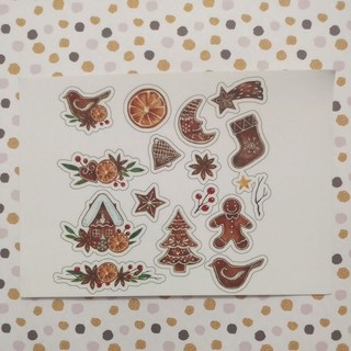 Cartela adesiva natal, biscoito de gengibre, biscoito de natal